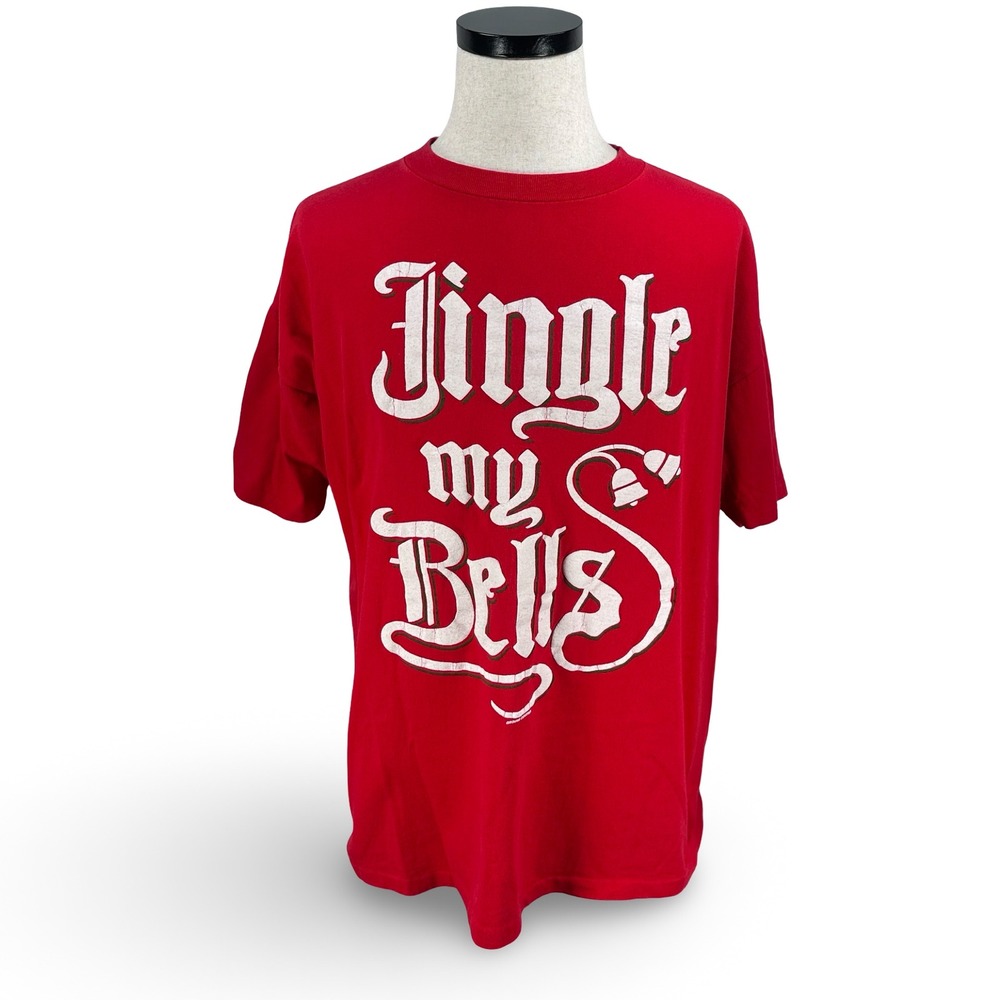 Vintage Ground Control Jingle My Bells Christmas T-Shirt Red Mens OSFA USA Made